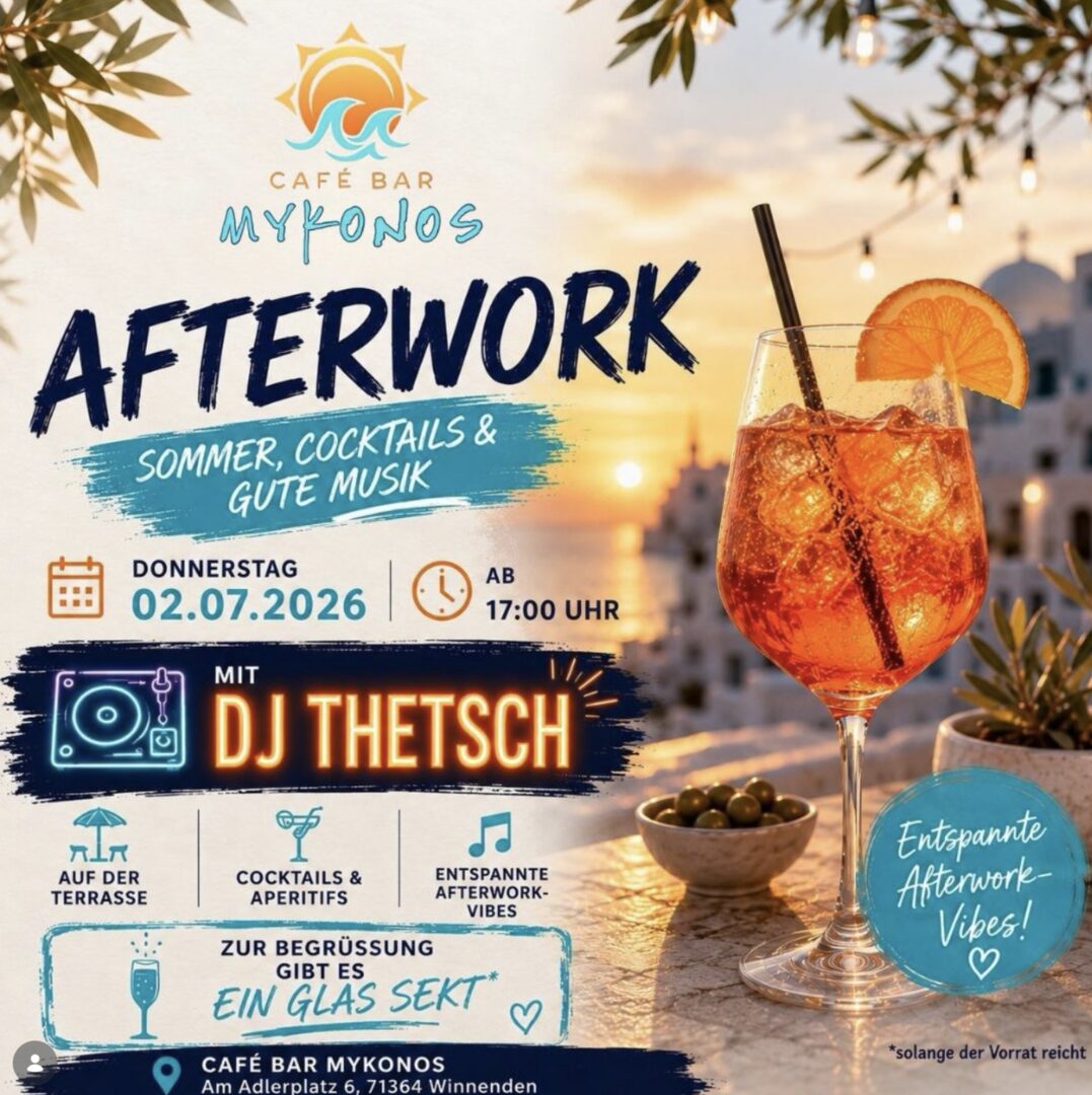 Afterwork mit Cocktails im Café Bar Mykonos